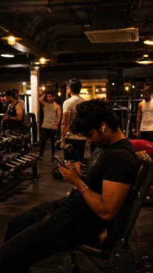 AI image: an Indian gym at night