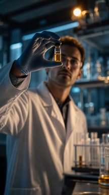 AI image: a scientist holding a vial